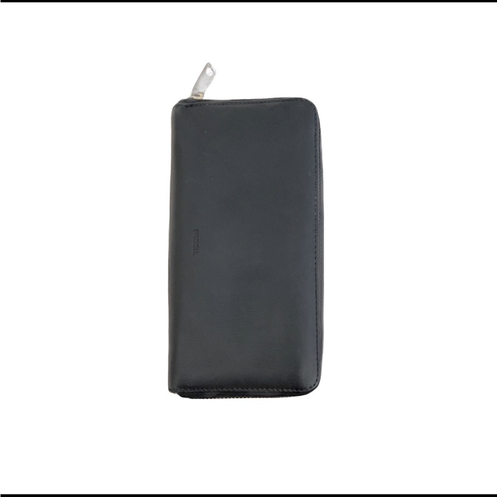 Fossil Black Leather Zip Wallet